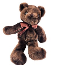 Vintage BJ Toy Company Teddy Bear Dark Brown Plush Stuffed Animal