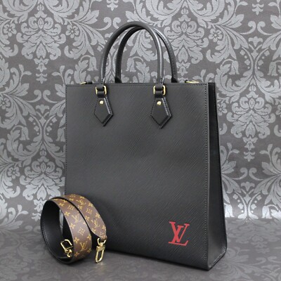 LOUIS VUITTON Epi Sac Plat PM Noir 2Way Tote Bag Shoulder Bag M58658 #1  Rise-on