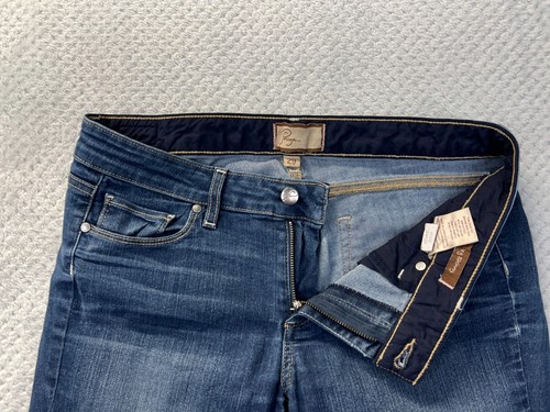Pantalones de mezclilla para mujer Paige talla 29 ajustados tiro bajo azul envejecido preppy Y2K 32x32 - Imagen 6 de 21