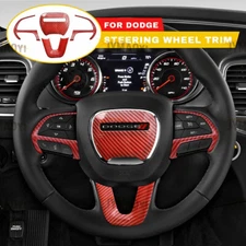 4PCS Carbon Fiber Steering Wheel Cover Trim Stickers Accessories For Dodge Jeep