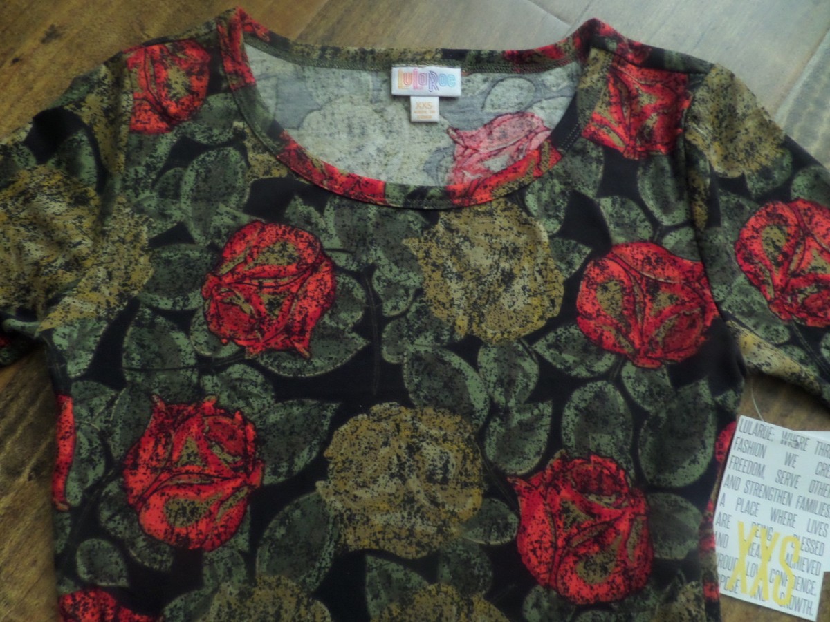 Robe LuLaRoe Julia Taille 2XS - Floral Multicolore (Noir, Vert, Doré, Rouge) - NEUVE