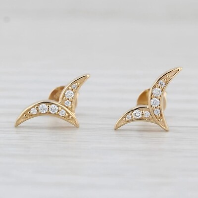 Women's Stunning Stud Earring Round Cut Simulated Diamond 14k Yellow Gold Plated