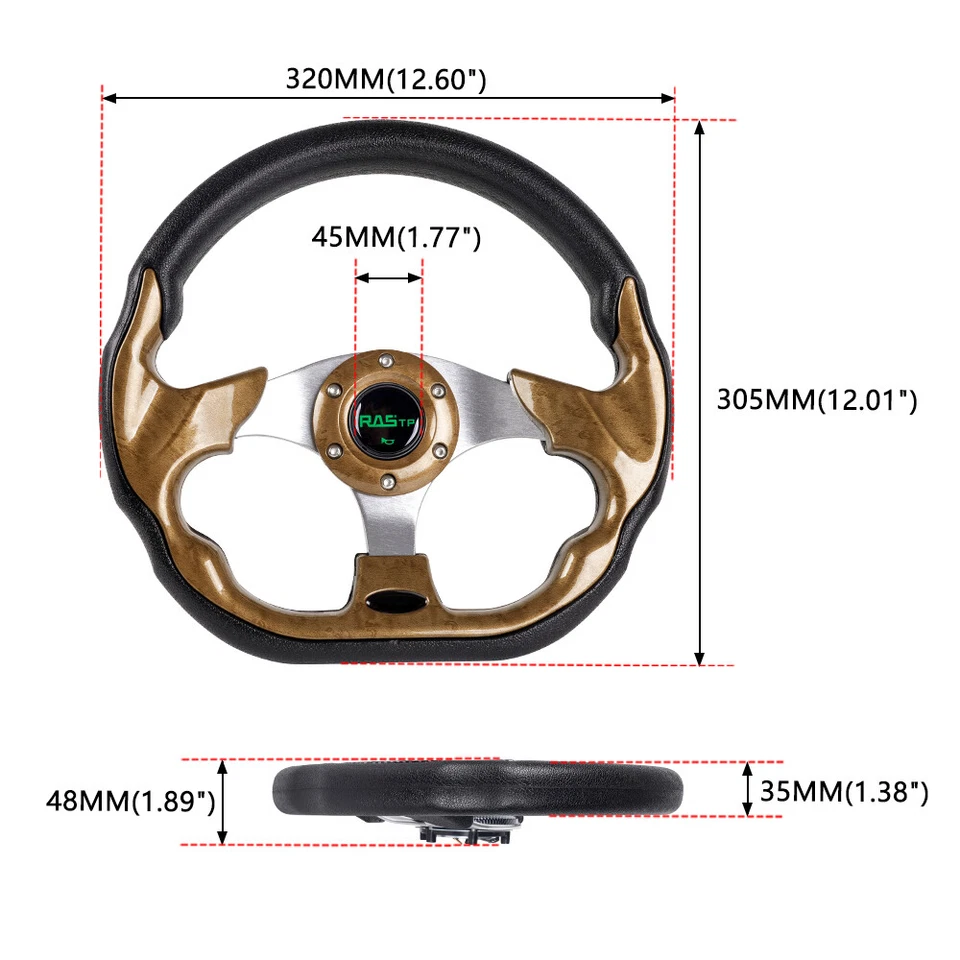 New 12.5IN Racing Steering Wheel+Quick Release+Hub Adapter For Mitsubishi 3000GT - Изображение 2 из 4