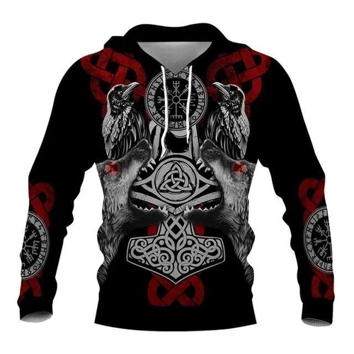 Herren Grafik Hoodie Wikinger Sweatshirt Oberteil Street Style Mode cool nordisches Design - Bild 28 von 36