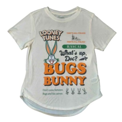 Looney Tunes Juniors Bugs Bunny Knit Top-Ivory-XL (15-17)-NEW