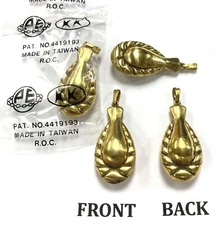 2 Vintage Brass Puffed Braided Border Drop 33x16mm. Puff 3D Charm Pendants 5334P