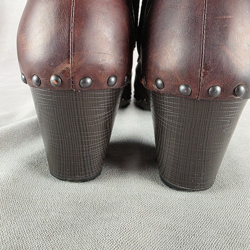 Dansko Women Boots US 9 EU 40 Brown Antiqued Leather Studded Side Zip Block Heel - Picture 15 of 23