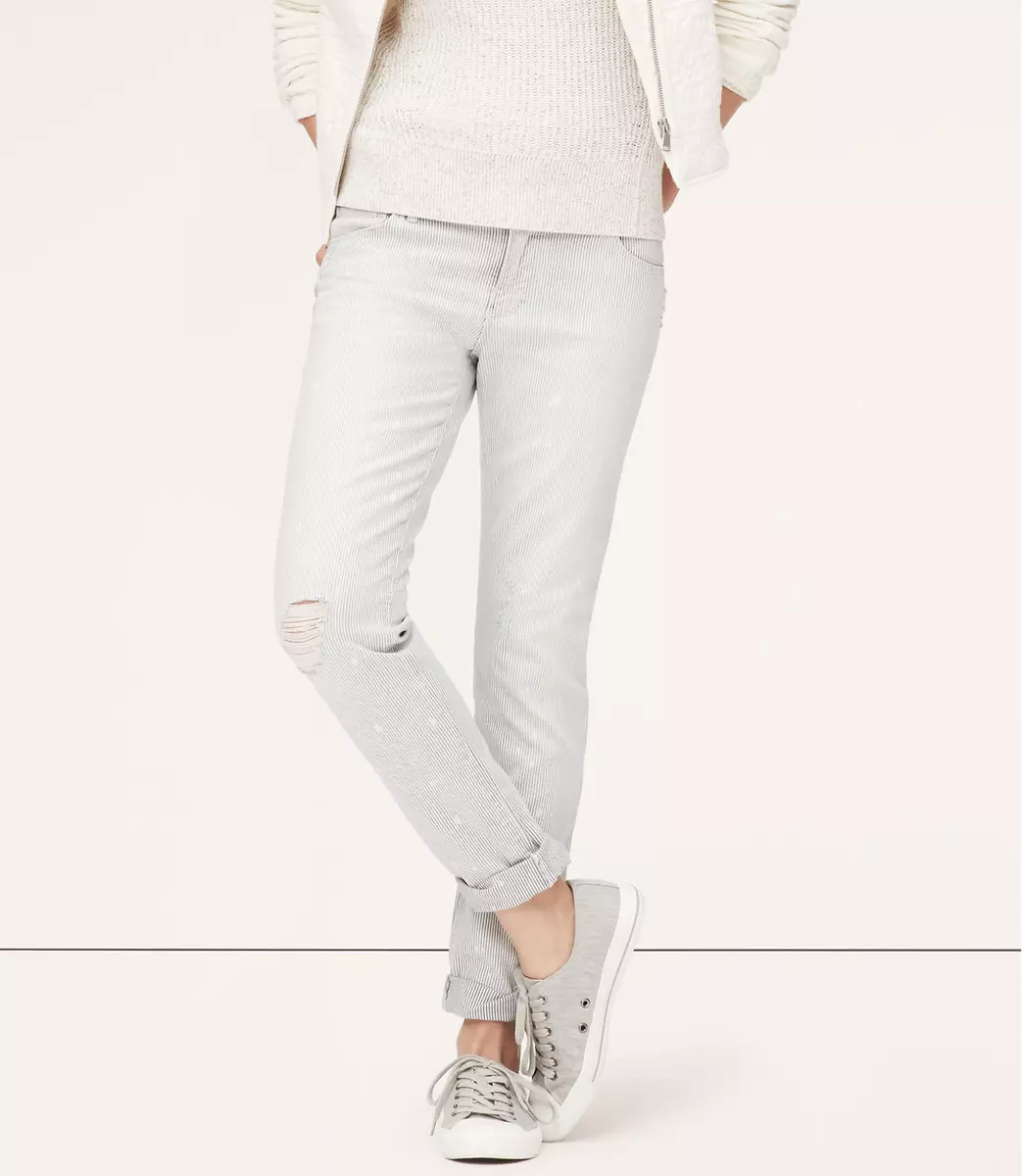 Ann Taylor LOFT Relaxed Skinny Jeans Pants in Railroad Stripe Various Sizes NWT
