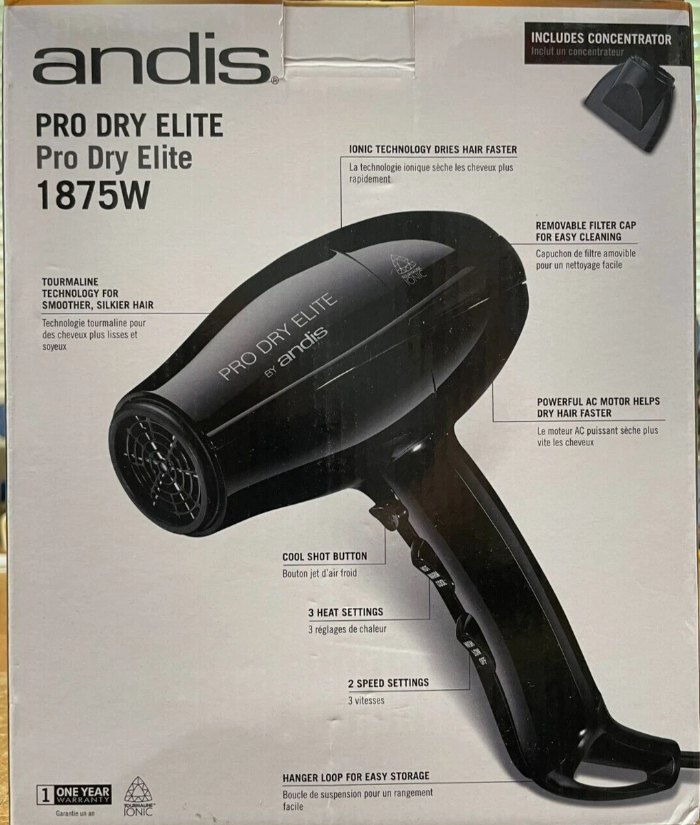 Andis pro dry professional styling hair dryer black clearance 1875w