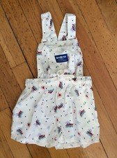 VINTAGE 2T Toddler OSHKOSH B'GOSH Overall Shorts Boat Print Romper Jumpsuit