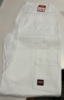 Red Kap Men's Dungaree Painter Pants, White, 32W x 29L - 6 Pairs