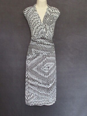 Suzi Chin Maggy Boutique Black White Gray Reptile Kaleidoscope Ruched Dress 18W