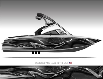 Typhoon (Grey) Abstract Boat Wrap Kit 3M Premium Cast Vinyl - 15 Sizes