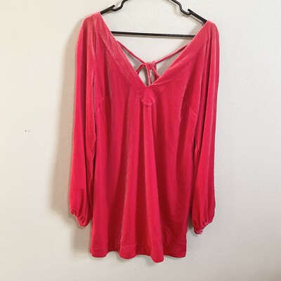 Free People Hot Pink Open Back Long Sleeve Velvet Misha Dress Size Small |  eBay
