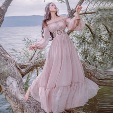 Femme Victorien Vintage Robe longue petits volants lolita manches ballons