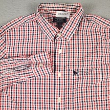 Abercrombie Fitch Shirt Mens Small Blue Red Check Casual Button Up Long Sleeve