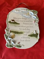 CERAMIC FLORAL PLAQUE:May You Always Take Time To Smell The Flowers … .by Amscan