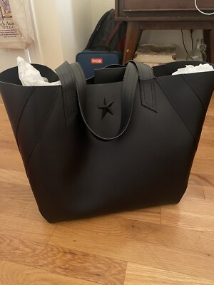 Thierry Mugler X H & M - Black Leather Shopper Tote Bag- New Tags