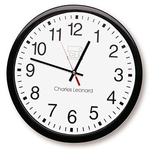 Round Wall Clock, 14 Inch Thinline Quartz with 12 Inch Dial, Analog with