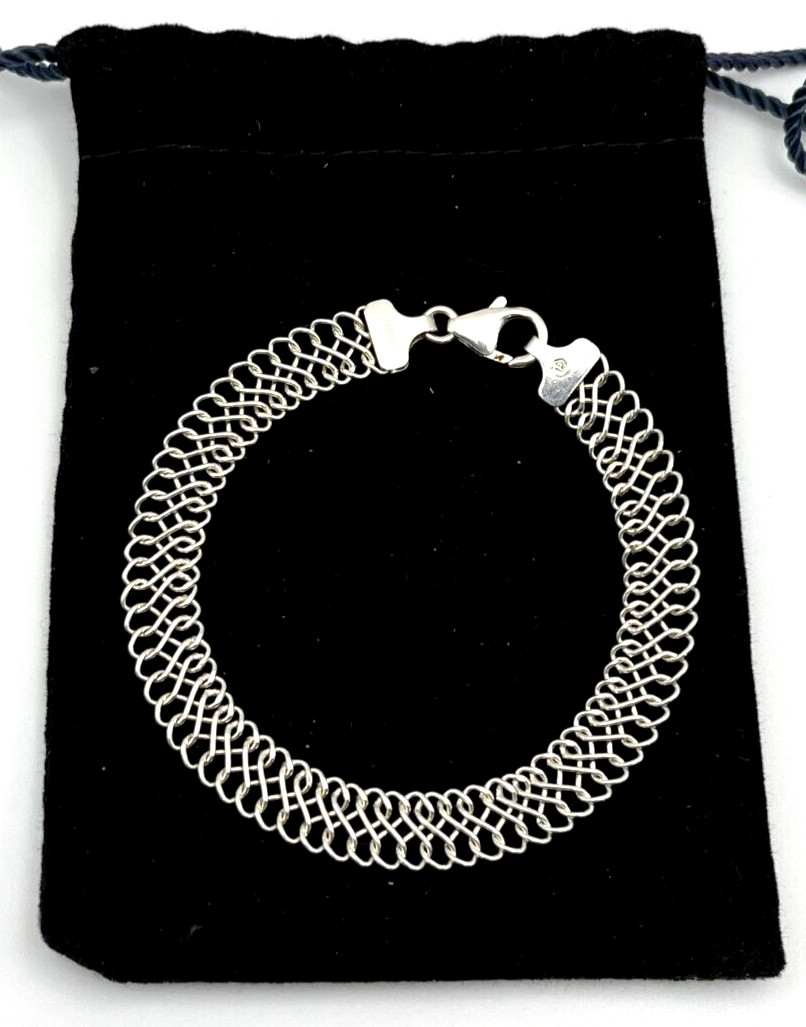 PETITE Solid Sterling Silver 925 FLAT MESH CHAIN … - image 3
