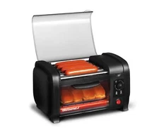 Elite Gourmet Hot Dog Roller Toaster Oven 4 Bun Stainless Steel Compact Design