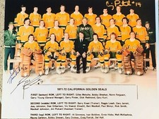 REGGIE LEACH CRAIG PATRICK GILLES MELOCHE SIGNED 1971-72 CALIFORNIA GOLDEN SEALS
