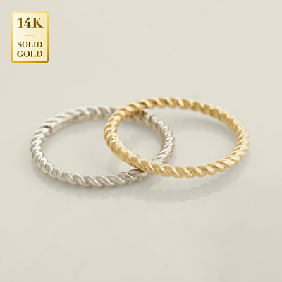 14K ECHTER massiver Gold Geflecht Seil Band Ring einfacher Tagesring minimalistischer Ring
