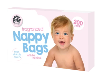 123 Baby Essential Fragranced Nappy Bags With Tie Handle – Packs of 200 Bags