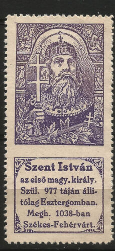 Ungarn König Sankt Stephan Alte Marke Stephen I of Hungary Old Non Postage Stamp - Afbeelding 1 van 1
