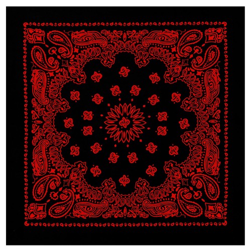 Black Red Paisley Trainmen Bandana 6-Pack Face Mask Headband & Skull Cap 22"x22" - Picture 3 of 3