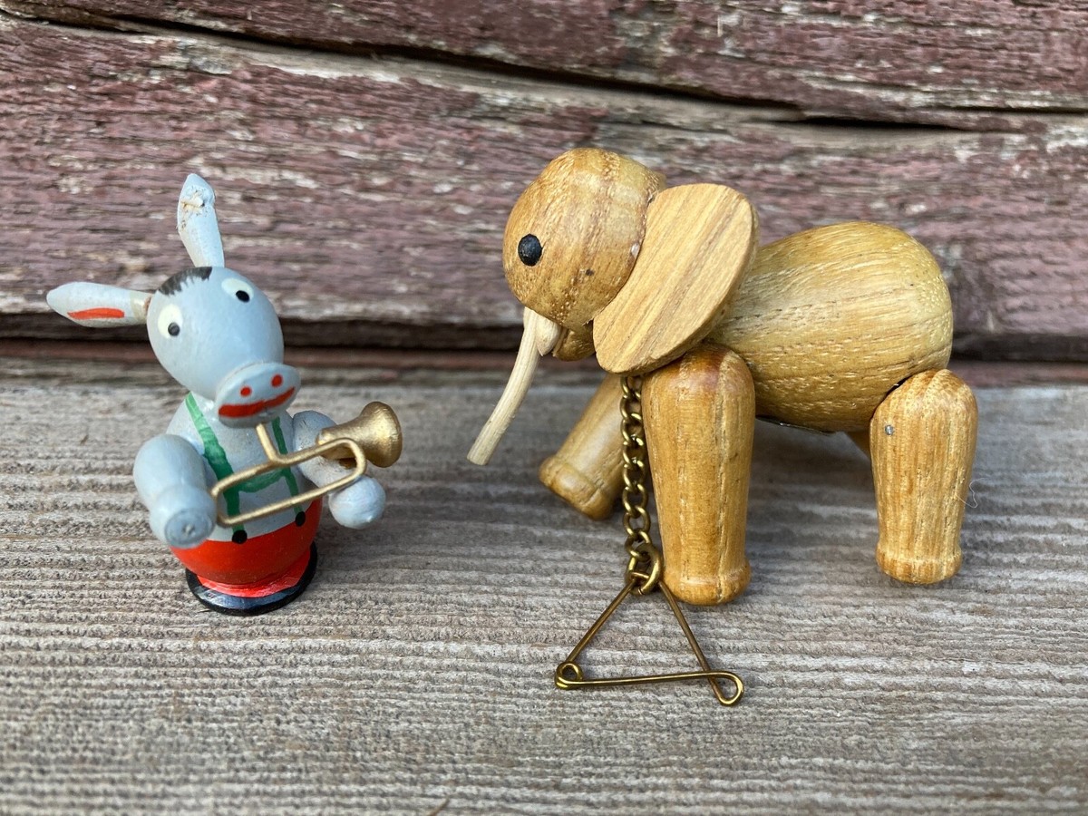 弦楽器 43-zoo VTG MID CENTURY ZOO LINE JAPAN WOODEN ELEPHANT / DONKEY MUSICAL