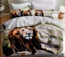 2 tlg. Kinder Bettwäsche Bettbezug Bettgarnitur 135x200 und 80x80cm Löwe Tiger