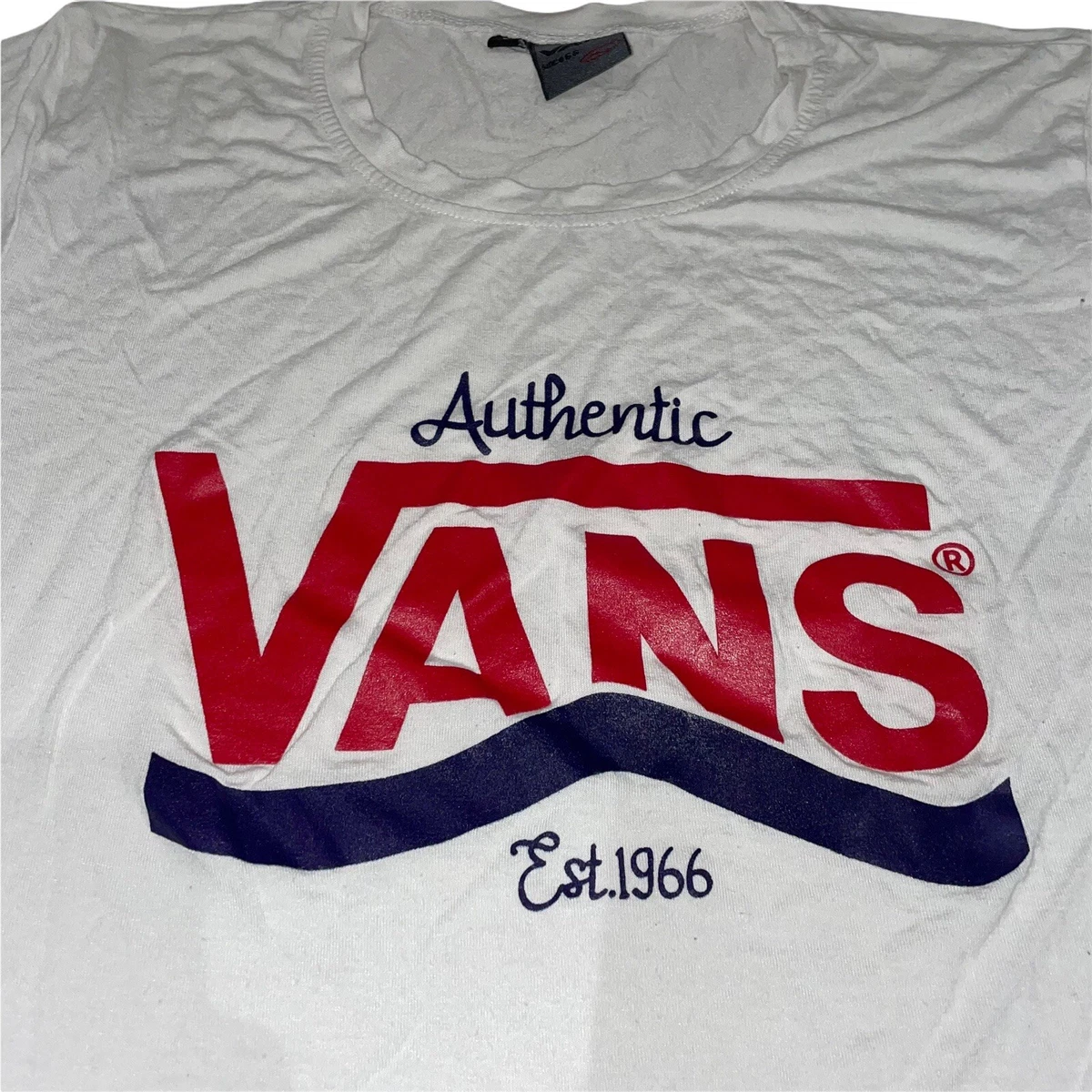Red and white hotsell vans shirt womens