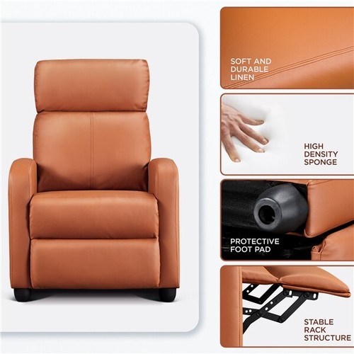Recliner Armchair Sofa Chair Modern Single Leather w/Padded Seat for Living Room - Picture 10 of 12