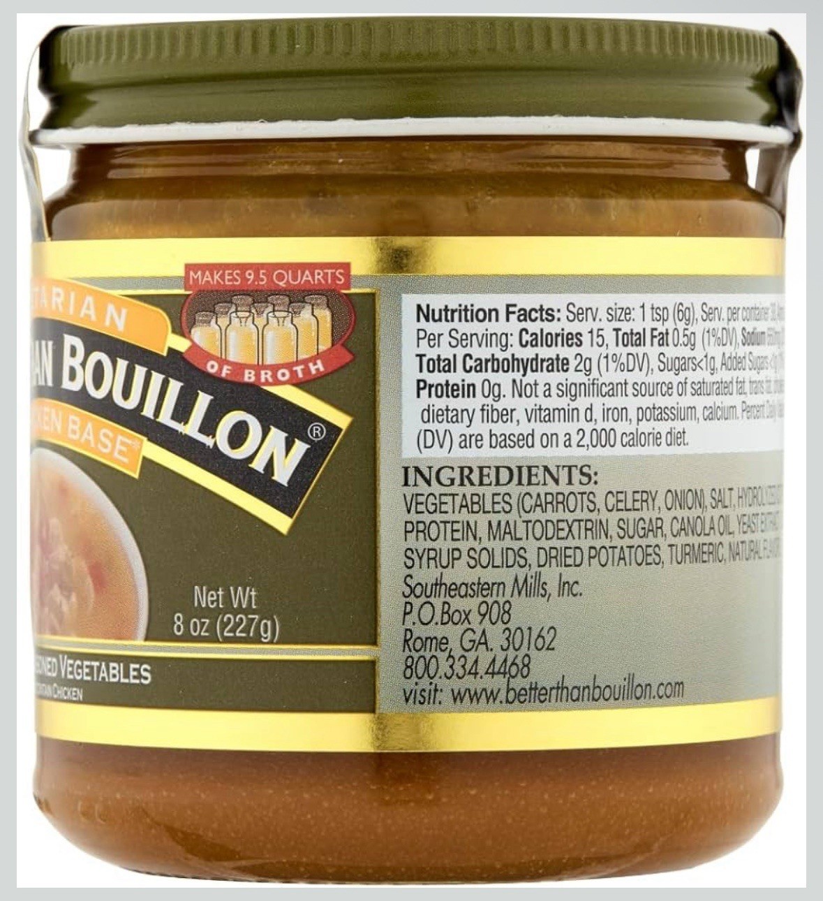 Better Than Bouillon Vegetarian No Chicken Base, Made with Seasoned Vegetables..