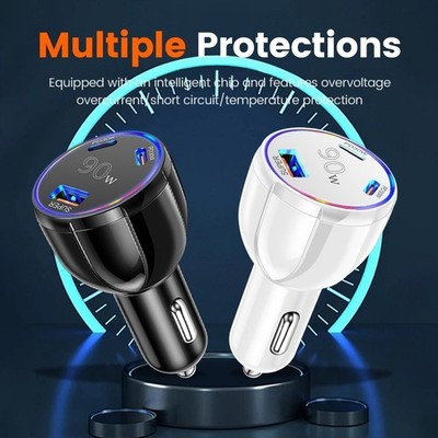 90W Autoladegerät USB C Schnellladegerät 90W Schnellladen Überspannungsschutz