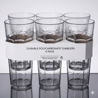 Cambro LT22152 Plastic Tumbler Laguna - 22 oz. Beverage - 6 Pack