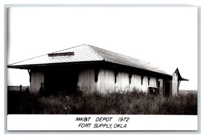 Missouri Kansas & Texas KATY M.K. & T Railroad depot rppc ~ Fort Supply OK 1970s