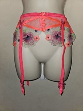 For Love Lemons Shimmer Zinnia Embroidery Garter Belt size Small NWT