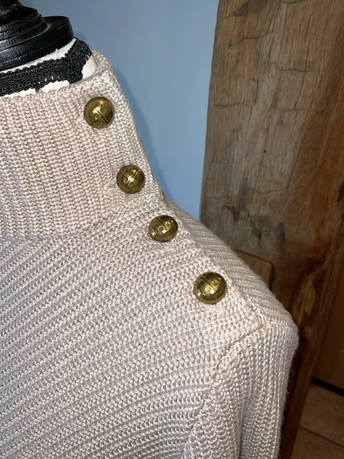 Abito tunica Tory Burch Brodie maglione maglia a costine taglia small petite