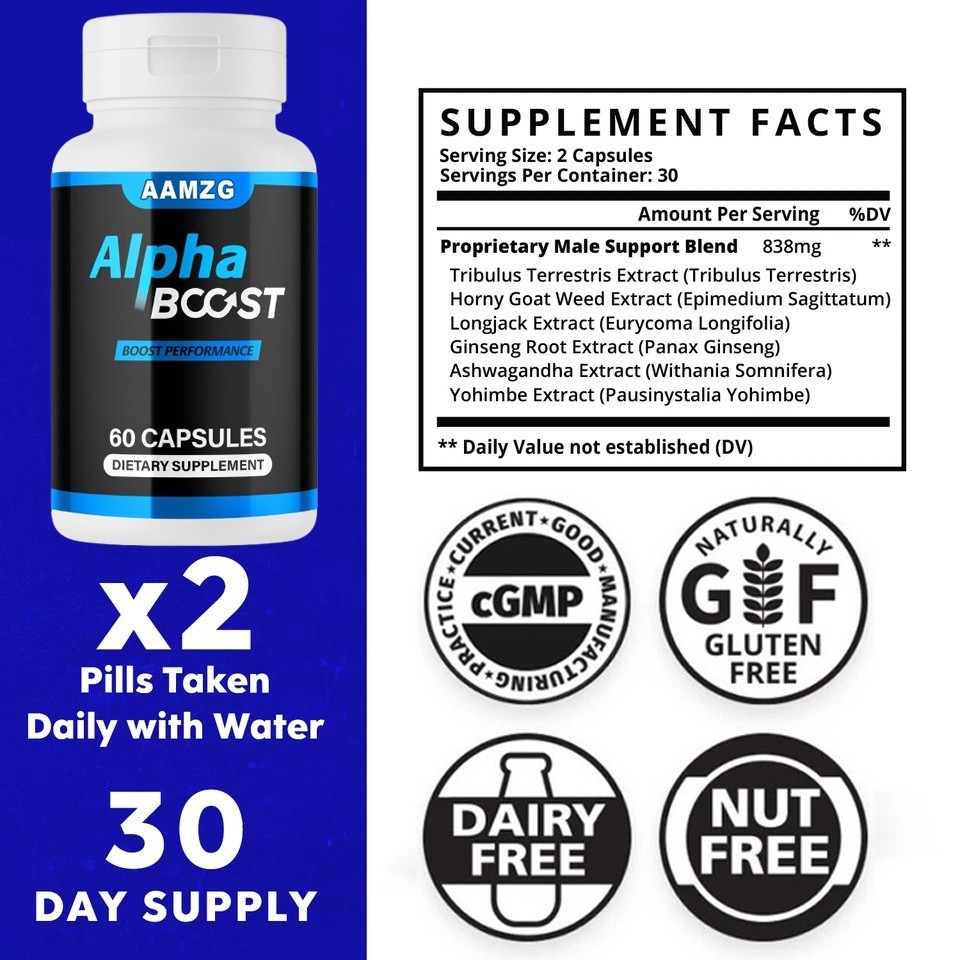 Alpha Boost Advanced Men's Supplement - 60 Capsules For Prostate & Men's Health, All Natural, Non-GMO (Exp 12/2026) 6 thumbnail image