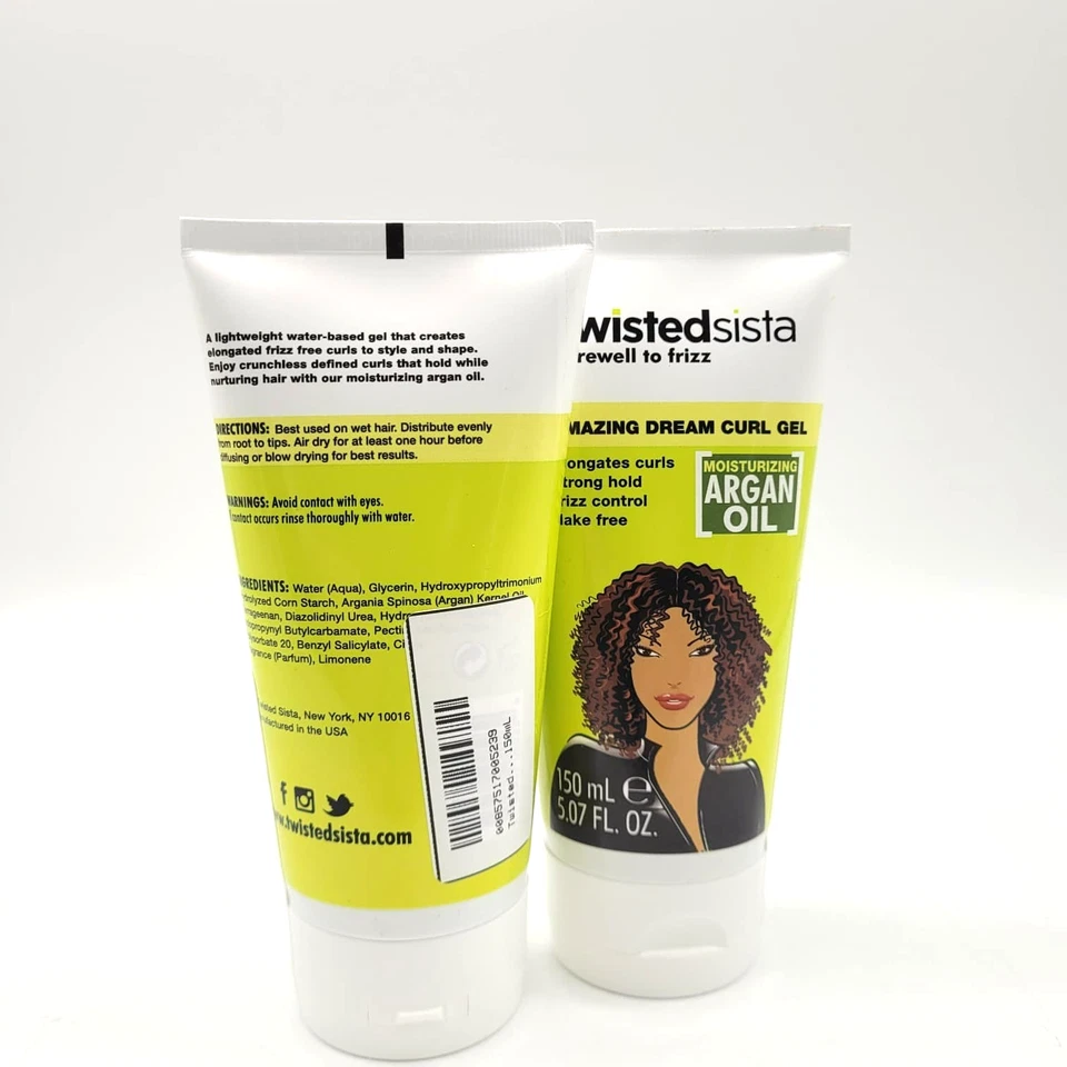 Twisted Sista Dream Curl Gel 5.07 FL OZ Lote de 2 Rizos Definición Anti-Frizz Sujeción Foto 3 de 4