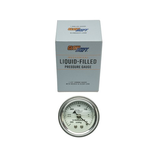 GlowShift Liquid Filled Mechanical Vacuum Vac Gauge White Dial 1-1/2" - Picture 5 of 5
