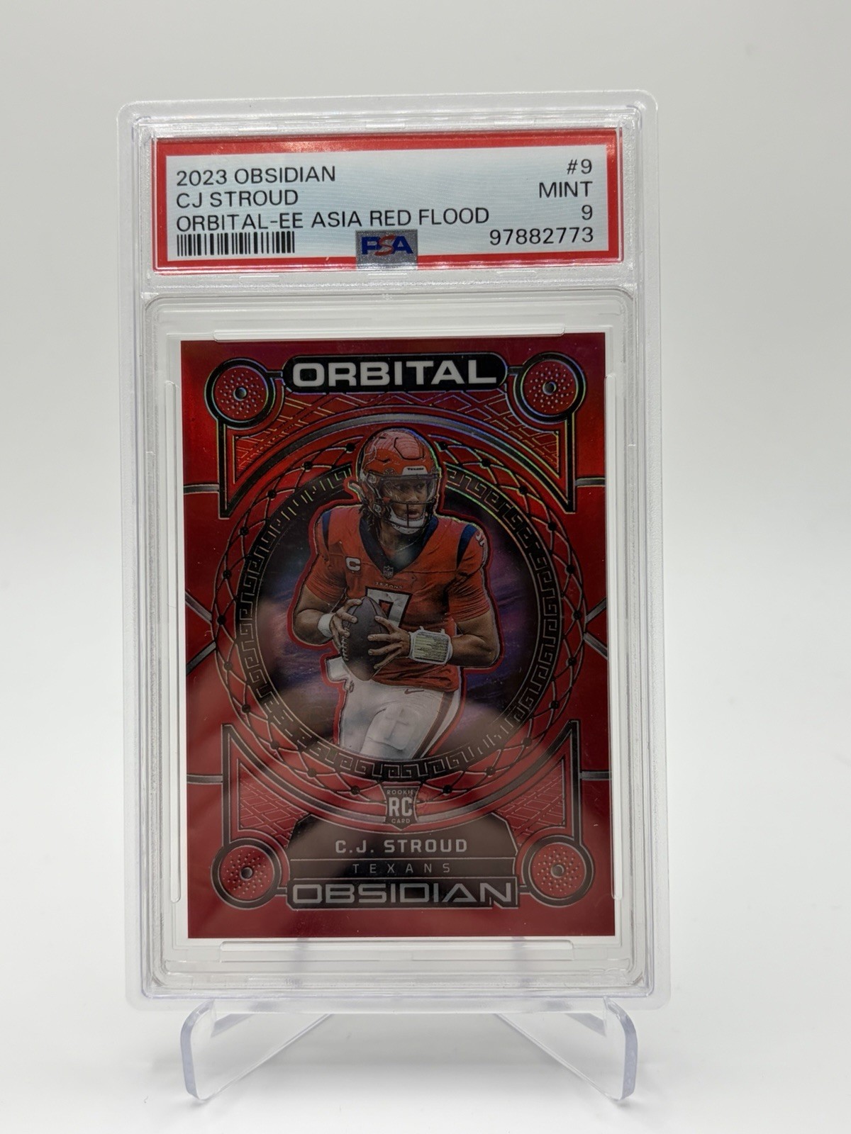 2023 Obsidian Orbital Red Flood CJ Stroud Texans RC Psa 9