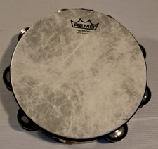 REMO Fiberskyn Tambourine 8" Percussion Drum with Double Jingles Made in Taiwan.