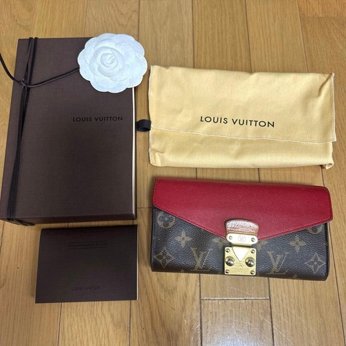Louis Vuitton Pallas Long Wallet Black Leather Used From Japan