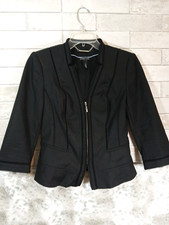 White House/Black Market Sz 4 Perfect Form Zip Blazer Jacket EUC 3/4 Sleeve