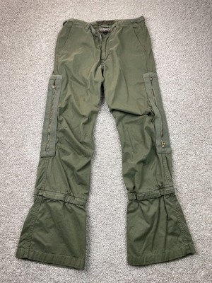 Freeman T.Porter  Cargo Pants Men 31 Fits 32x31 Green Flared Multipocket Grunge
