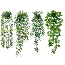 Fake Hanging Plants 4 Pack Artificial Hanging Eucalyptus Plants Fake Potted G...