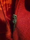 Red Maroon 100% Wool Ruffle Trim Zip Up VENARIO  3/4 Coat Jacket Womens Large L — photo 4
